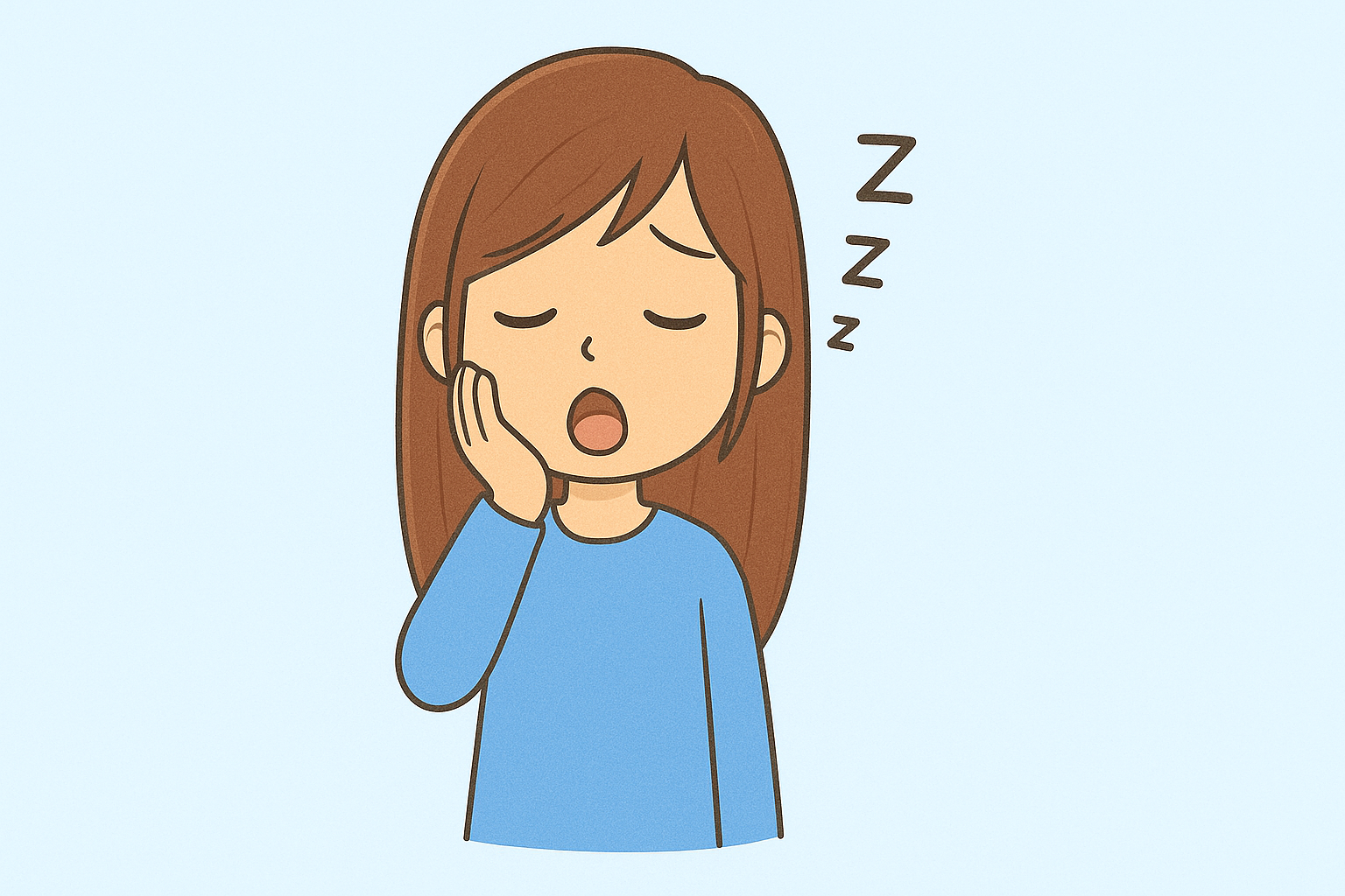cartoon girl feeling tired